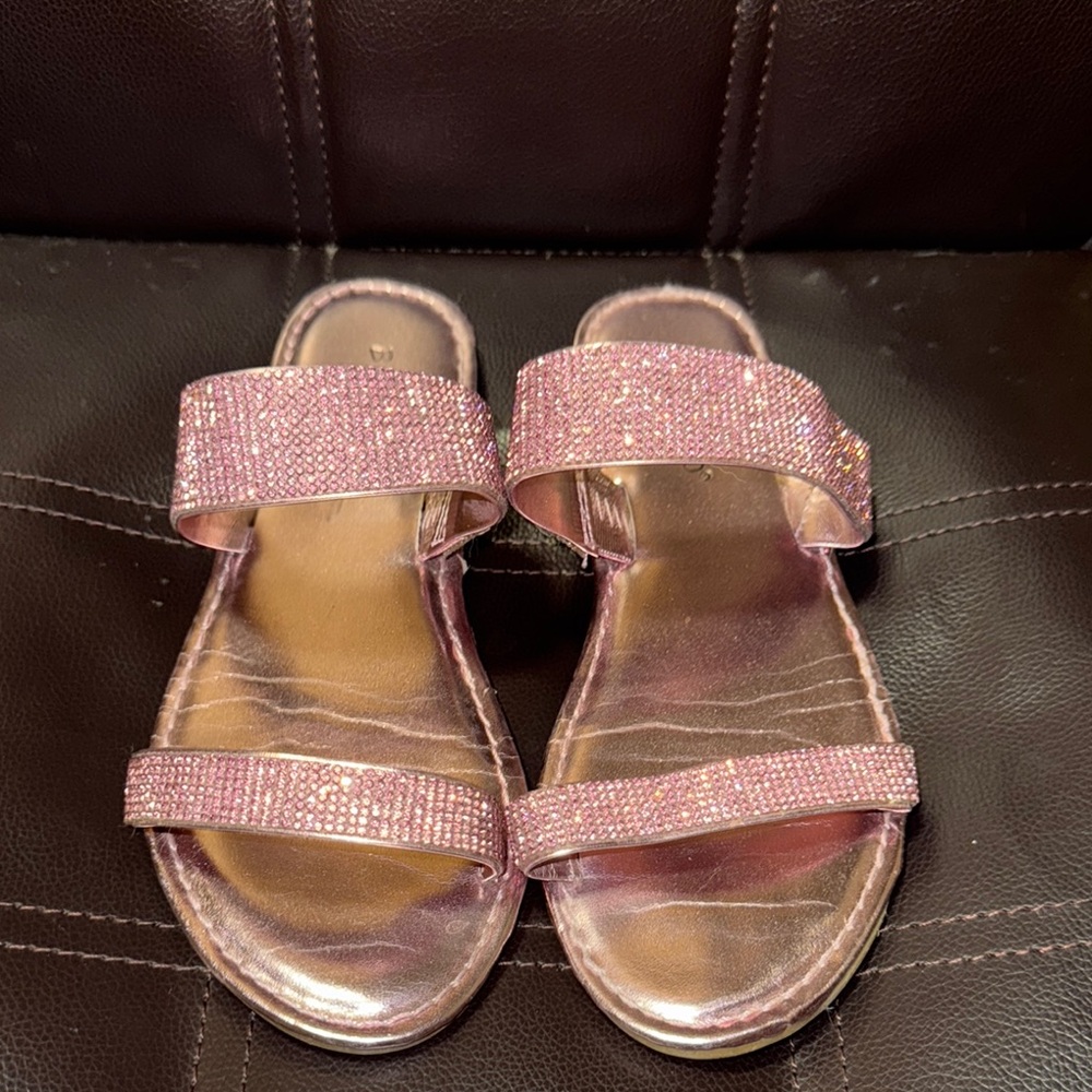 BAMBOO Pink Rhinestone Sandals